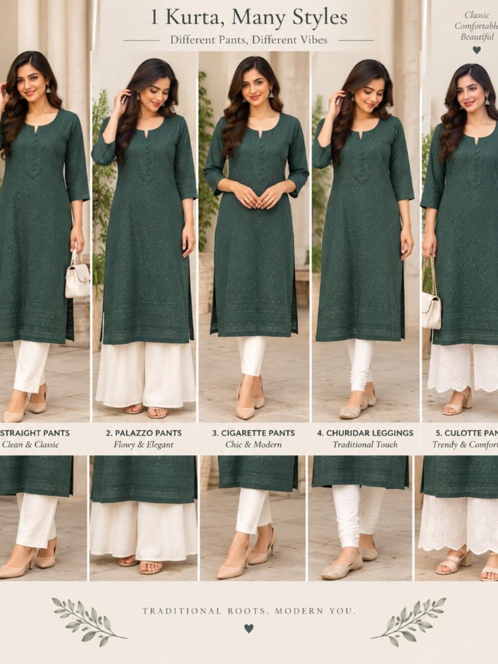 Hunter Green Sequin Embroidered Long Kurti Dress